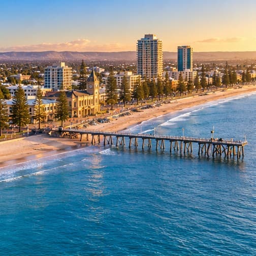 Adelaide, SA — editorial illustration, not a photograph