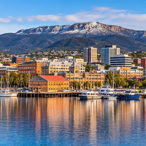 Hobart, TAS — editorial illustration, not a photograph
