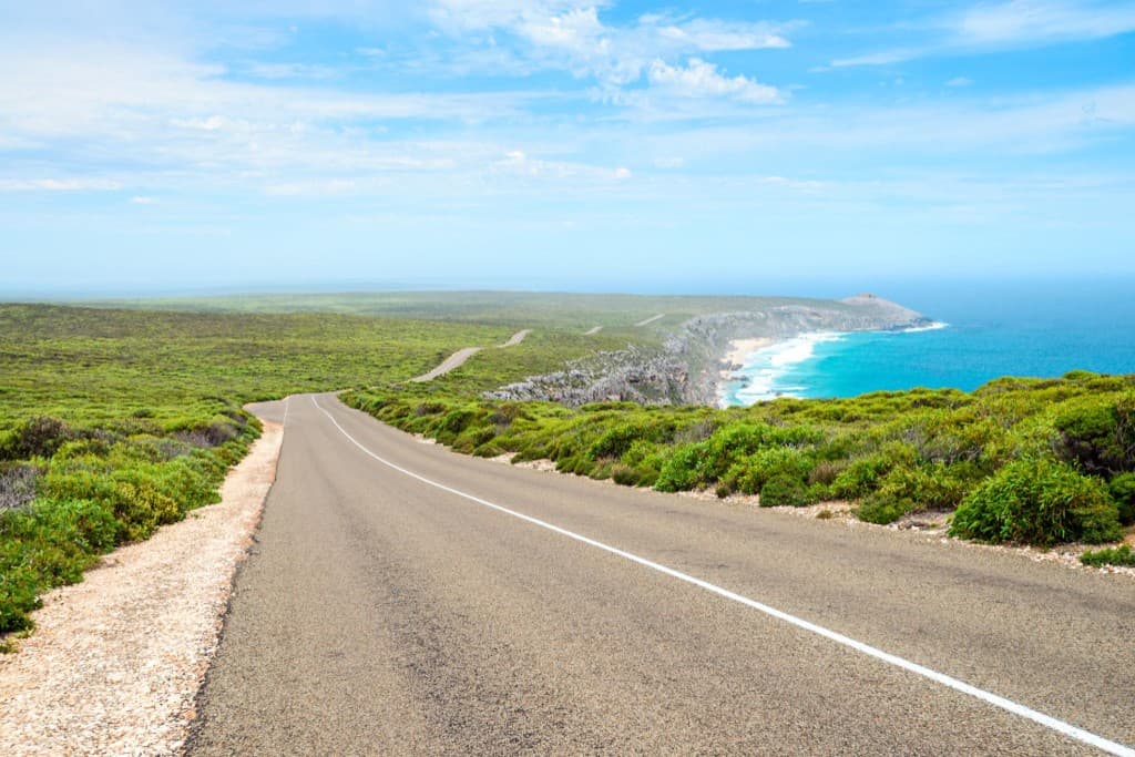 Coastal road and cliffs on Kangaroo Island, South Australia